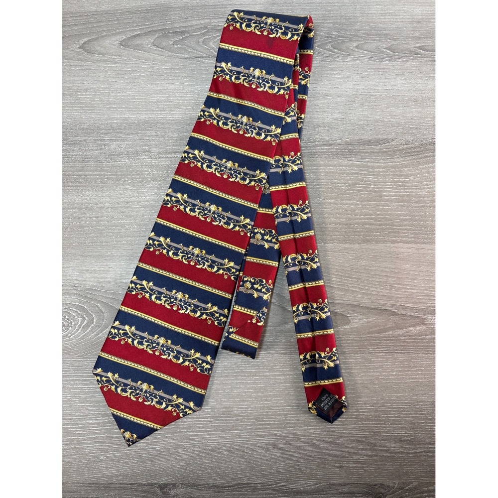 Christian Dior Cravate Silk Striped Medallion‎ Pattern Necktie Mens Luxury